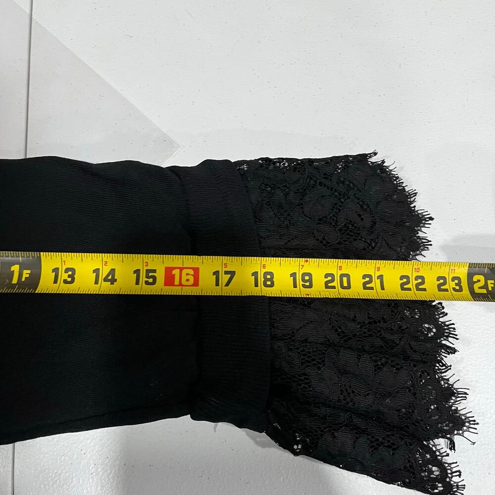Express Black Lace Peplum Puff Sleeve‎ Top Whimysgoth Womens Size Medium - Picture 6 of 7